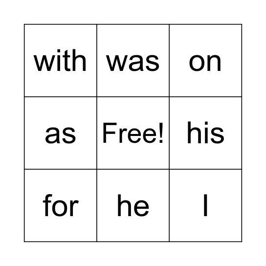 Sight Word Bingo List 2 Bingo Card