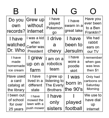 Ice Breaker Bingo Card