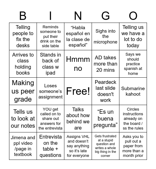 203 Bingo Card