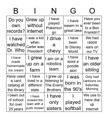 Ice Breaker Bingo Card