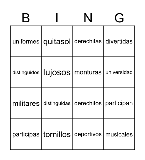 La banda musical-sílabas mixtas p.35 Bingo Card