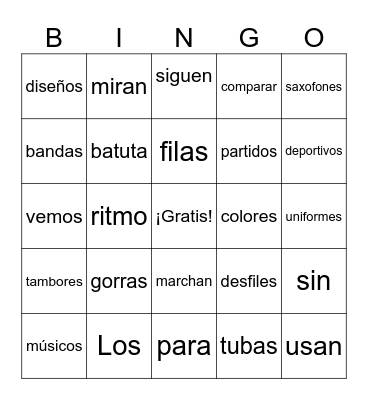 La banda musical-cuentito Bingo Card
