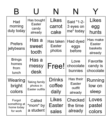 Bunny Bingo Card