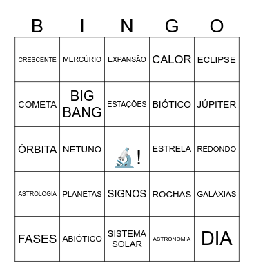 Bingo de Ciências 🔬 Bingo Card