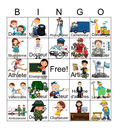 Different Types of Jobs Bingo Card