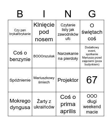 Mario bingo Card