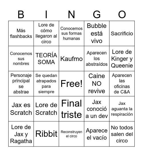 TADC Ep 9 Bingo Card