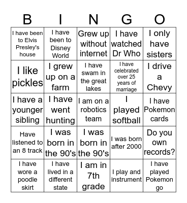 Ice Breaker Bingo Card