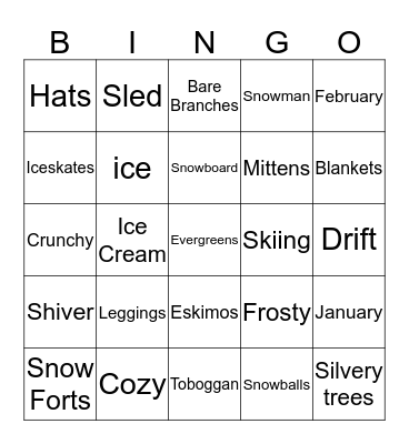 Winter Fun Bingo Card
