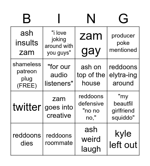 QUAG Bingo Card