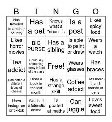 ICE BREAKER BINGO Card