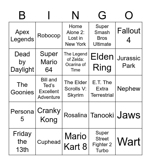 Mario Bingo Card