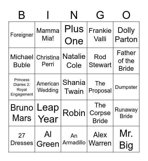 The Drama Bingo Card
