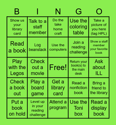 National Library Week Bingo Card