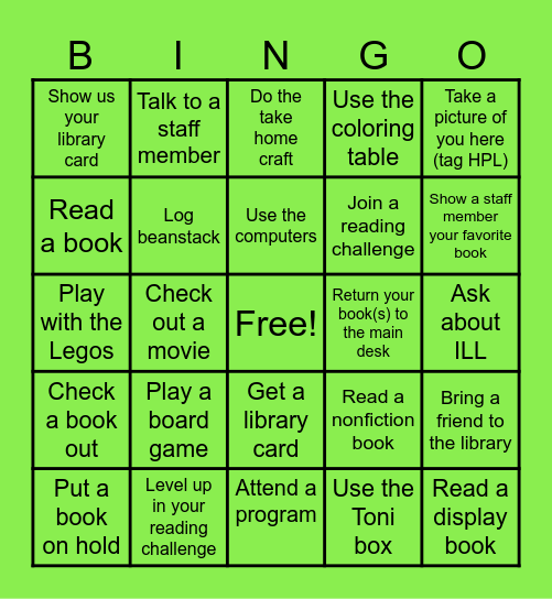 National Library Week Bingo Card