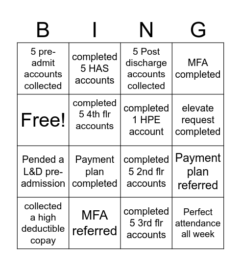 Luau Bingo Card