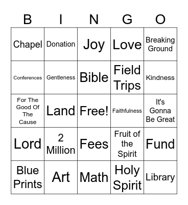 Auction Bingo Card