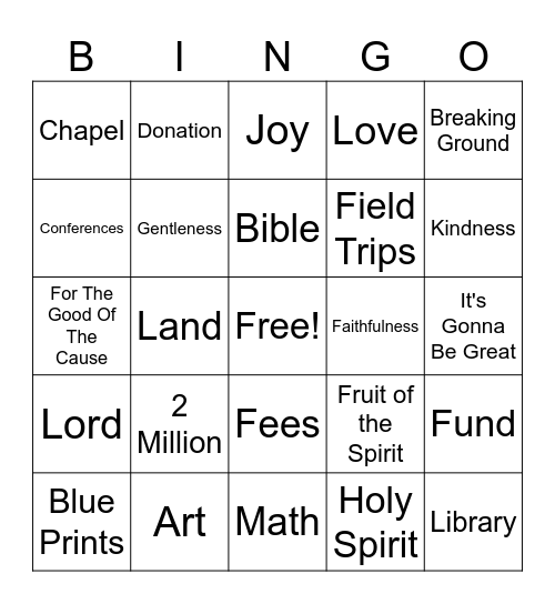 Auction Bingo Card