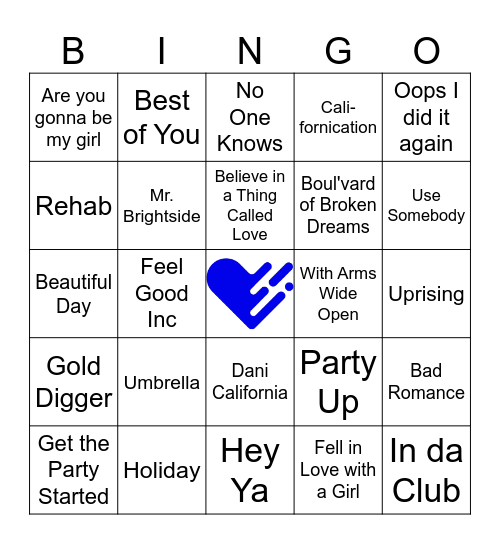 00s Music Bingo Card