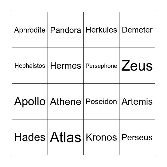 Götterbingo Card