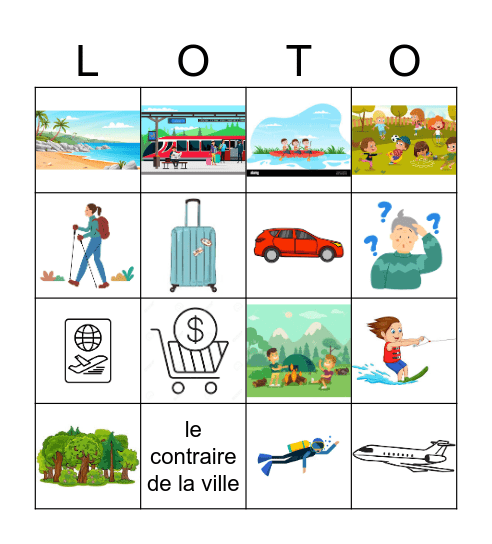 les vacances 1 Bingo Card