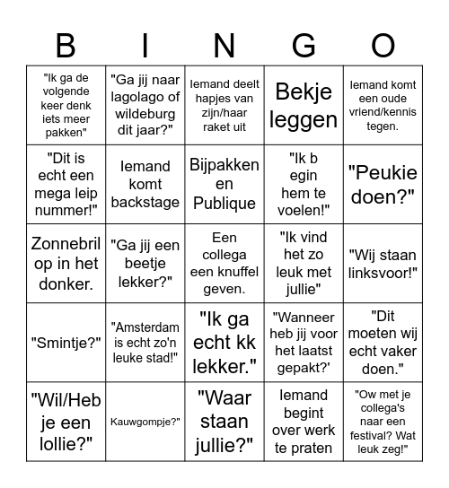 DGTL Bingo Card