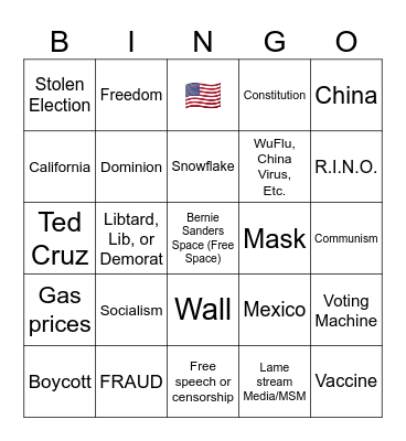 MAGA Buzzword Bingo Card
