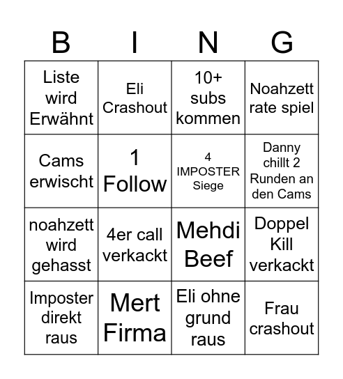 Schradin Bingo Card