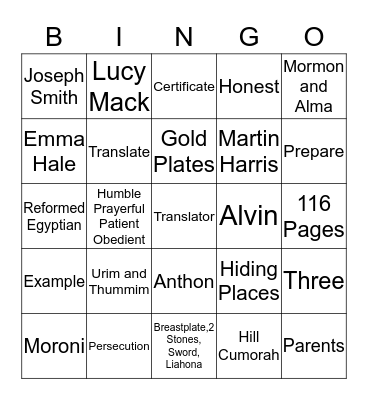 Doctrine & Covenants Bingo Card