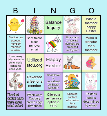 Easter Bingo Card