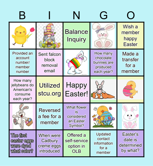 Easter Bingo Card