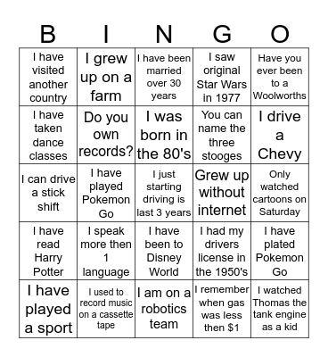 Ice Breaker Bingo Card