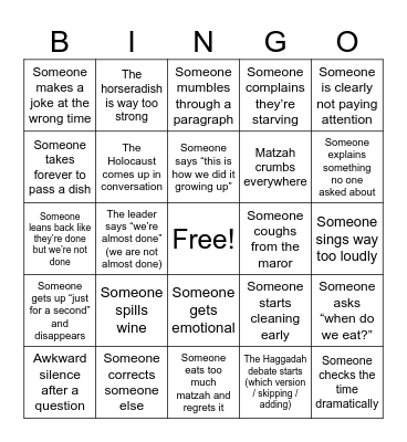 Passover 2026 Bingo Card