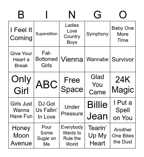 Relay for Life SAB Music Bingo Card
