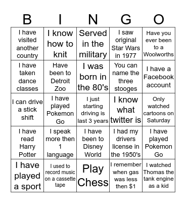 Ice Breaker Bingo Card