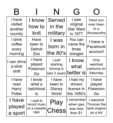 Ice Breaker Bingo Card