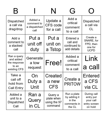 CAD Bingo Card