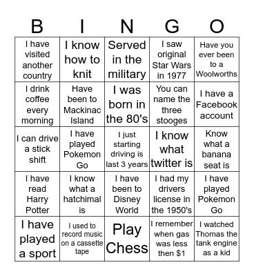 Ice Breaker Bingo Card