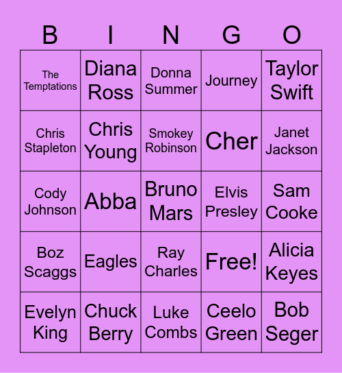 Music Bingo Card