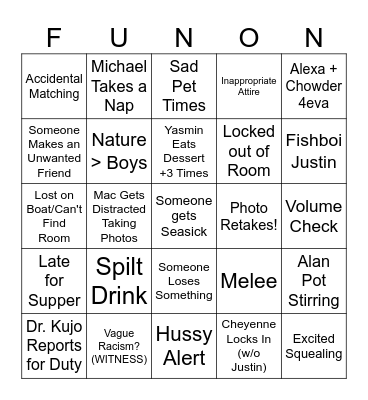 Fun One Bingo Card