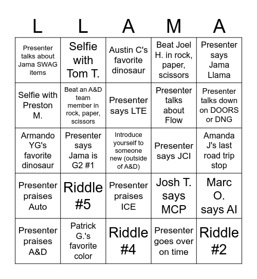 Jama Software A&D Bingo FY27 Bingo Card