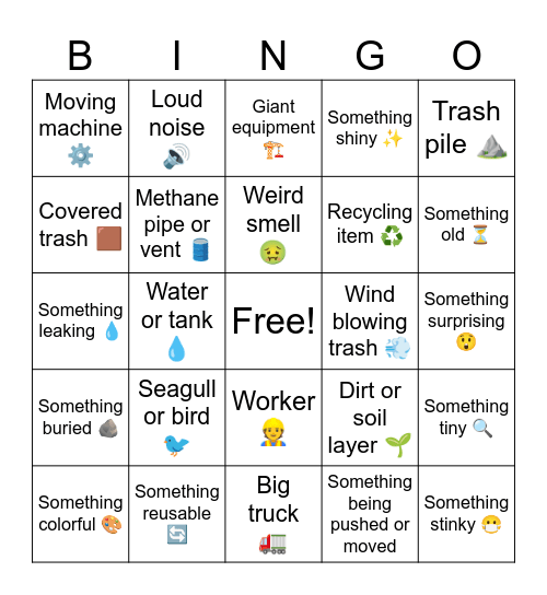 Landfill Bingo Card