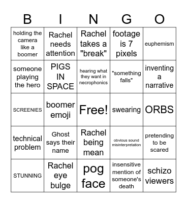 RGH BINGO (no paul) Bingo Card