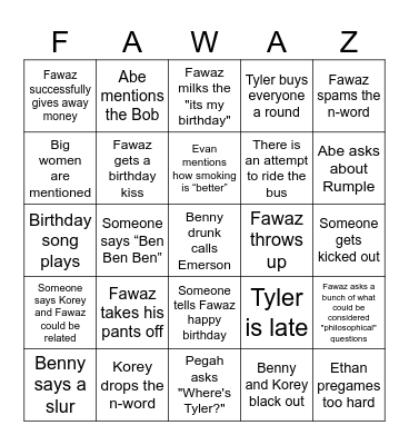 Birthday Bingo Bango's Bash Bingo Card
