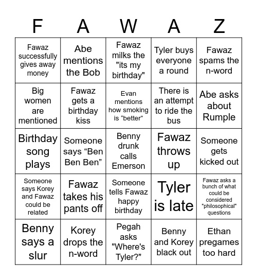 Birthday Bingo Bango's Bash Bingo Card