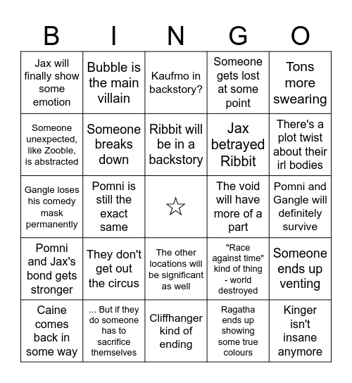 TADC EPISODE 9 Bingo Card