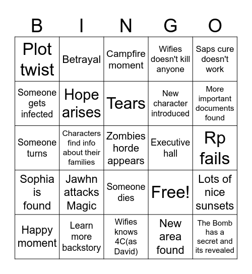 DaD session 8 Bingo Card