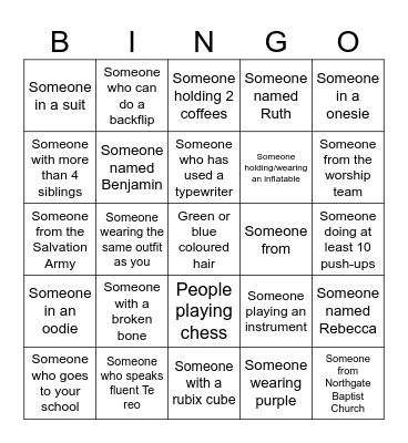 Engage EC bingo Card