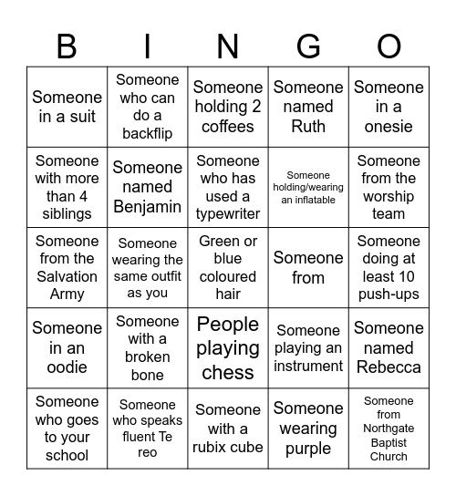 Engage EC bingo Card