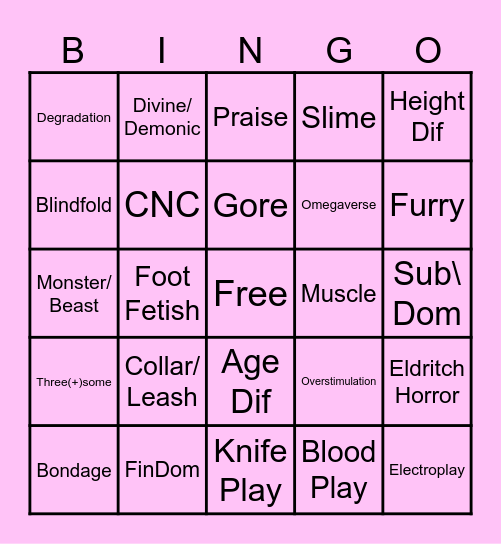 Kink Bingo Card